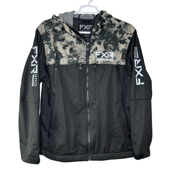 FXR Other - FXR Performance Pro Series Softshell Jacket Mens XL Camo Hood Black Gray Utility
